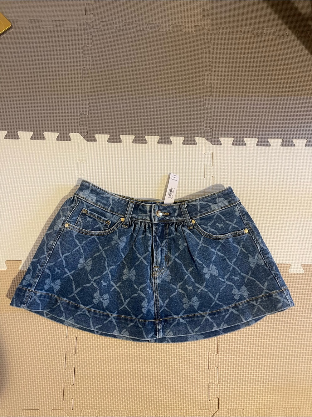 NWT LoveShackFancy x PINK Flirty Blue Denim Mini Skirt, size M